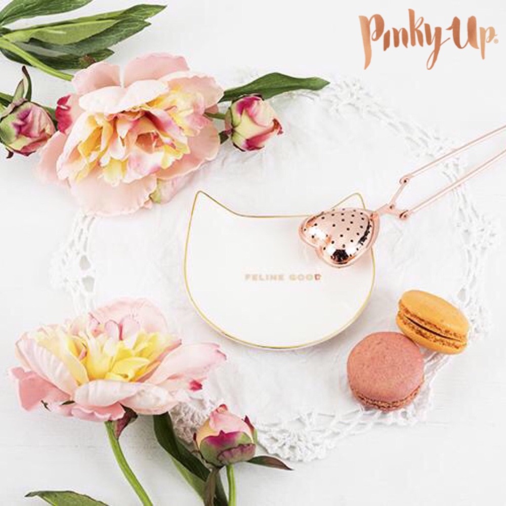 Pinky Up Feline Good: White Cat Tea Tray